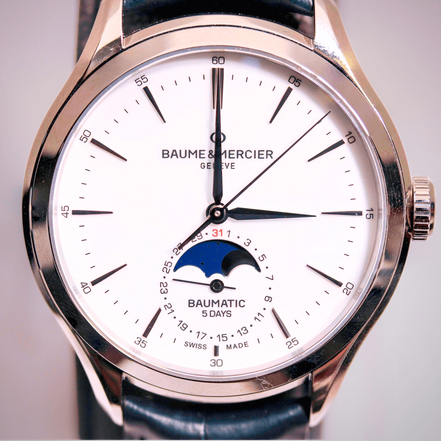 Baume & Mercier SS Clifton Moon-Phase Wristwatch