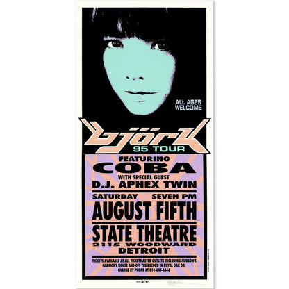 Björk: Post Tour, 1995, Detroit, Original Hand Signed Poster Art Gold & Silver Pawn Shop
