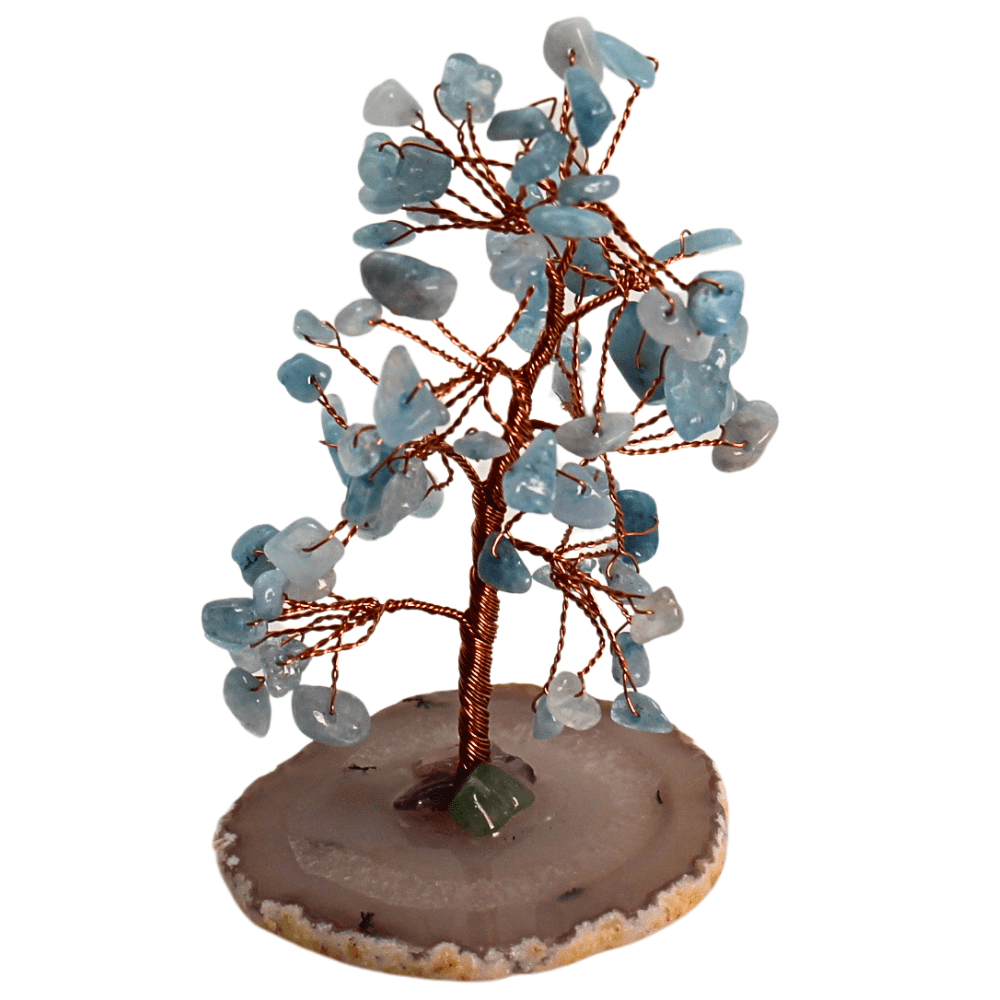 Blue Celestite Tree on Agate Crystal Base Art Gold & Silver Pawn Shop