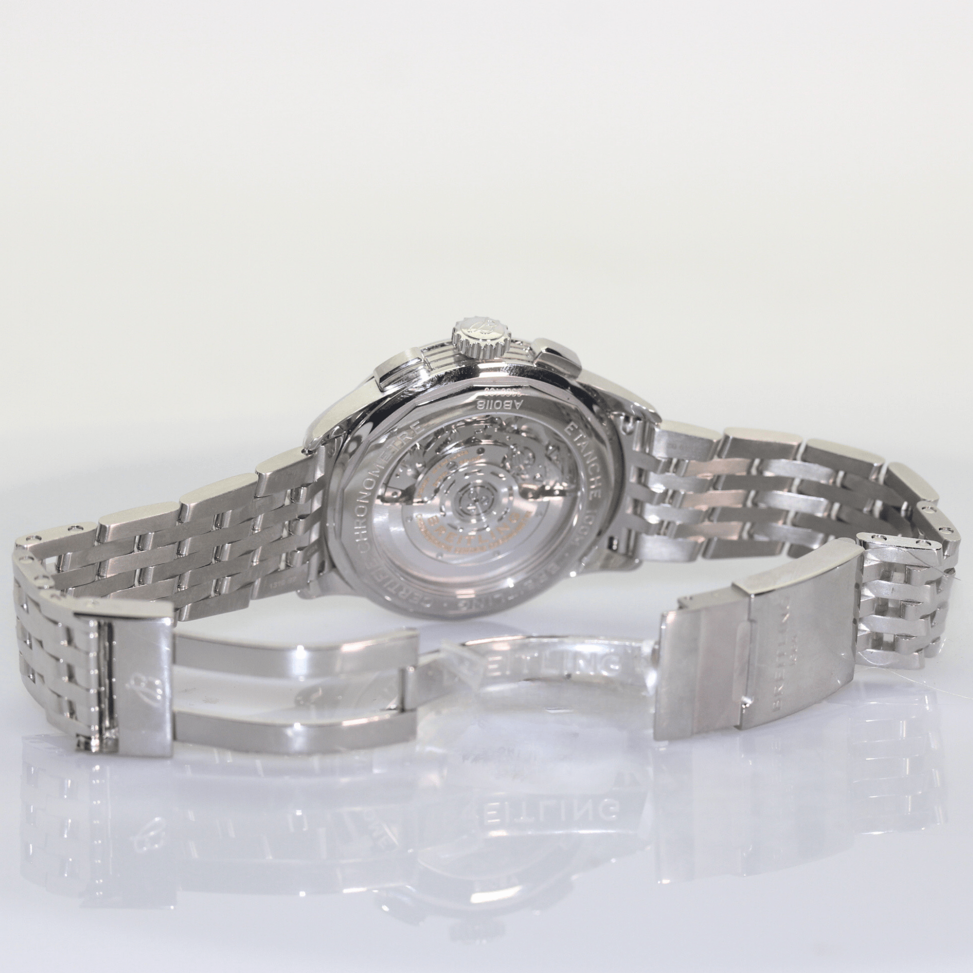 Breitling Premier B01 Chronometer Sterling Silver Wristwatch Rear View