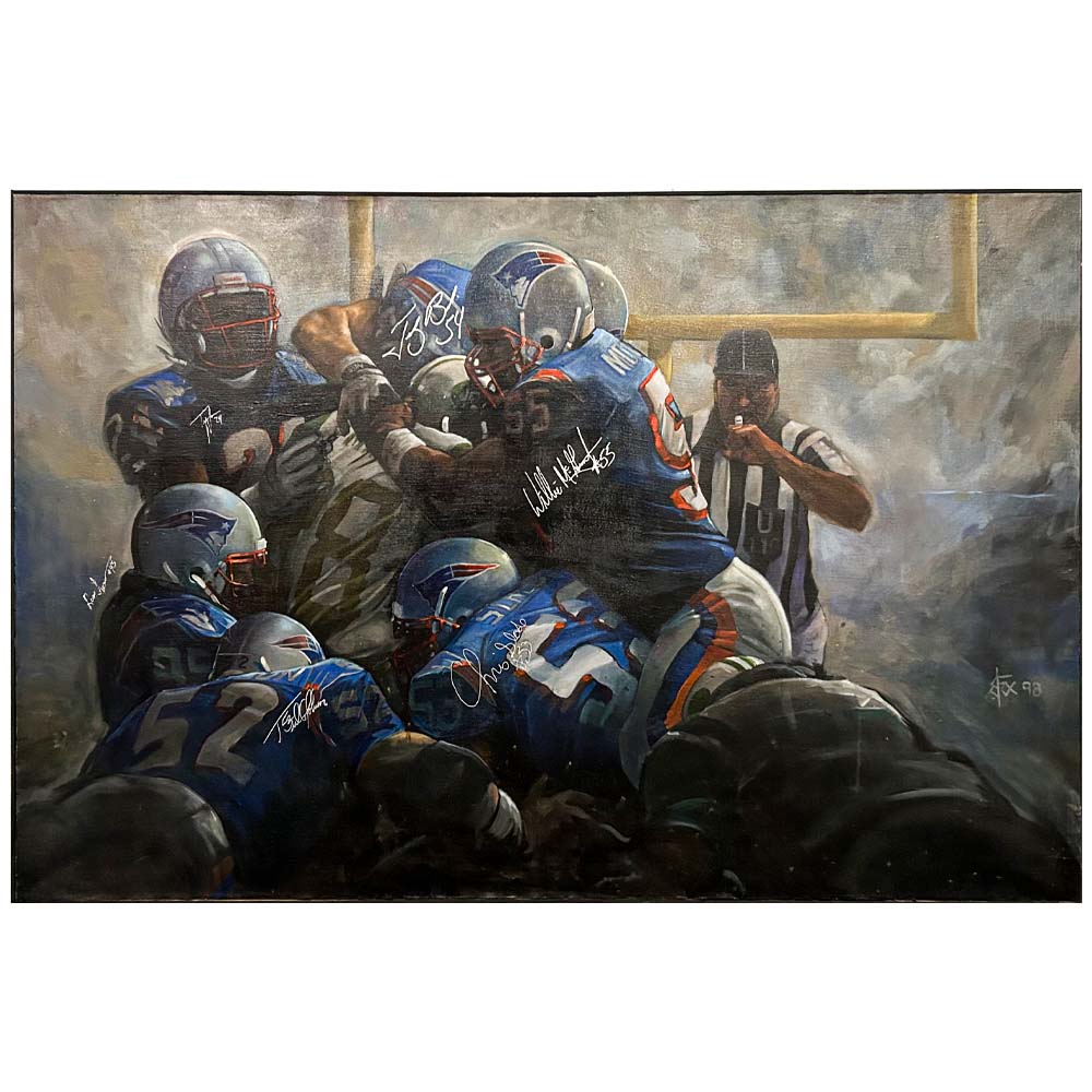 Multi-Signed Patriots Super Bowl XXXVI Painting