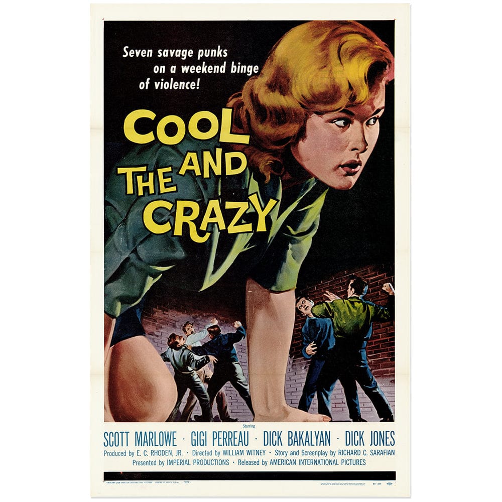 The Cool and the Crazy: Original One Sheet Movie Poster, 1958 Art G S Pawn