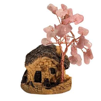 Cottage With Gemstone Tree Art Gold & Silver Pawn Shop Rose Quartz