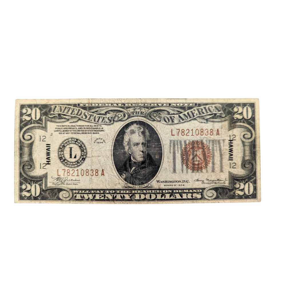 1934 US $20 Hawaii Emergency Note Thumbnail