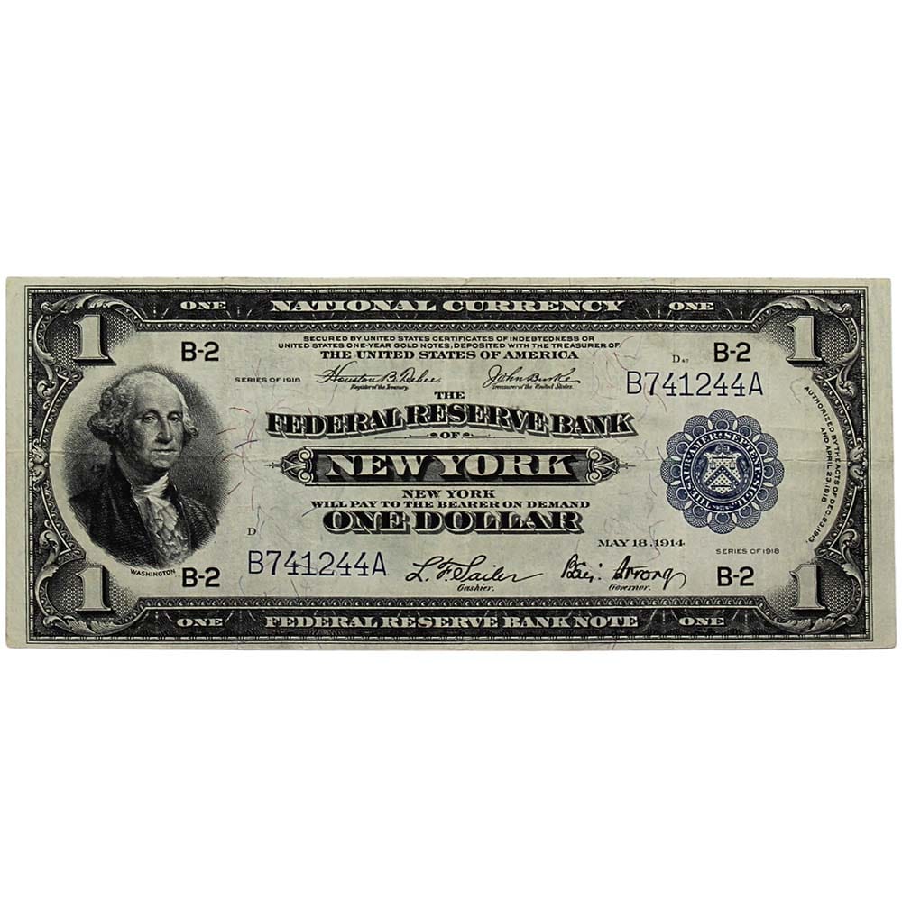 1914 US American $1 Federal Reserve New York Note  Thumbnail