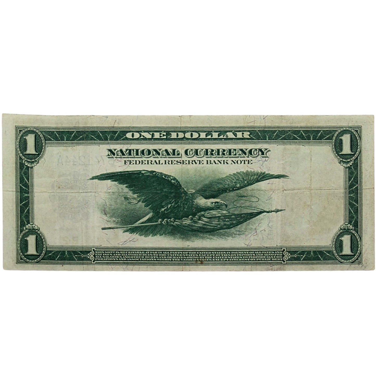 1914 US American $1 Federal Reserve New York Note  Back 