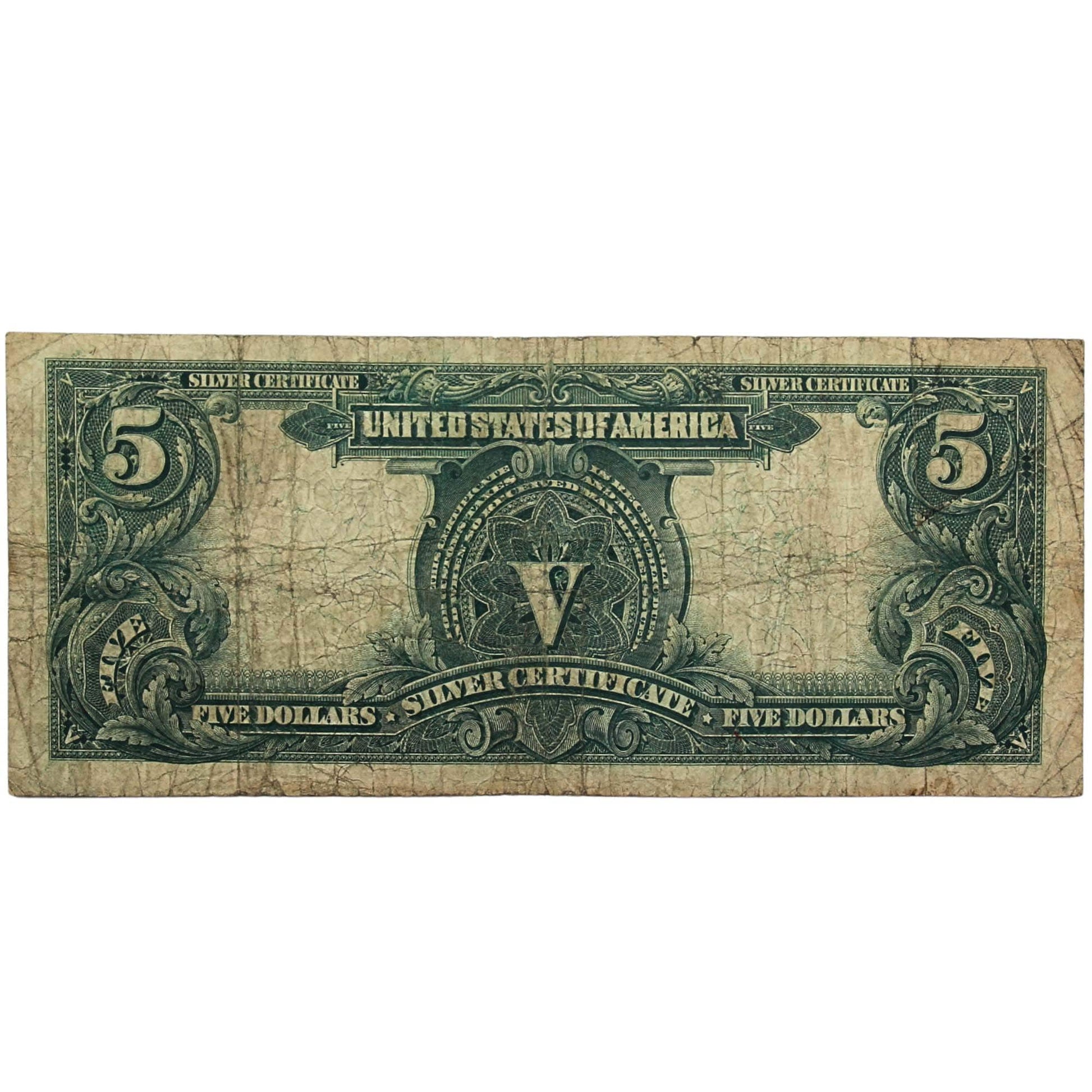 1899 $5 Silver Certificate Indian Bill Note Back