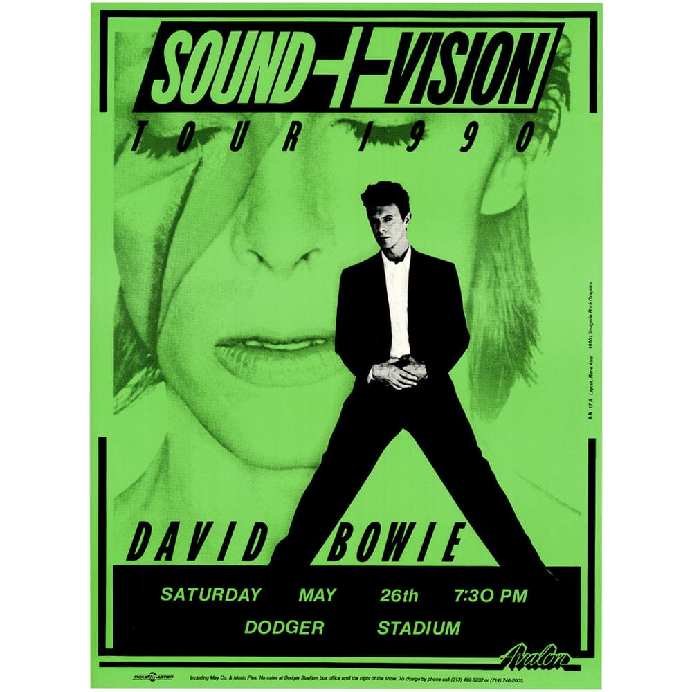 David Bowie: Dodger Stadium 1990, Original Poster, Green Art Gold & Silver Pawn Shop