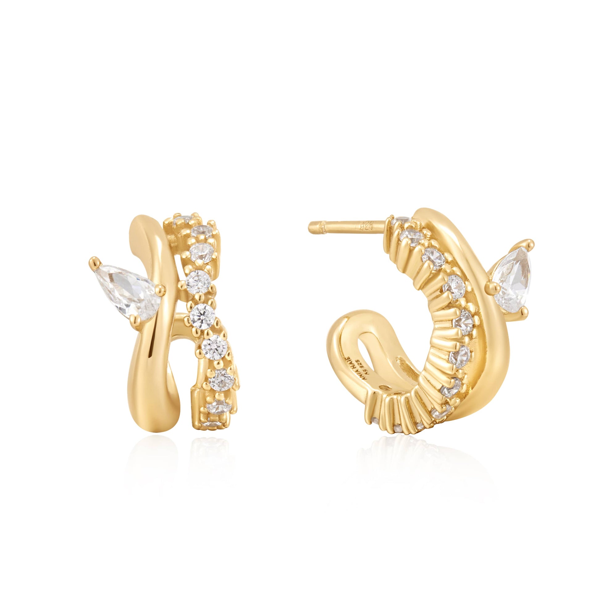 Ania Haie Sparkle Double Hoop Studs Gold & Silver Pawn Shop