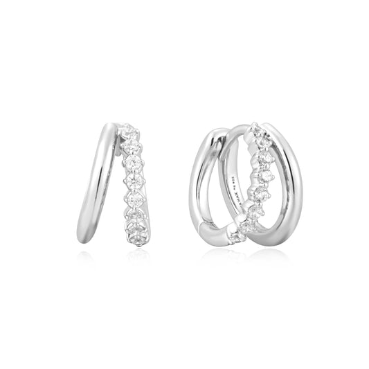 Silver Double Mixed Huggies Earring Gold & Silver Pawn Shop