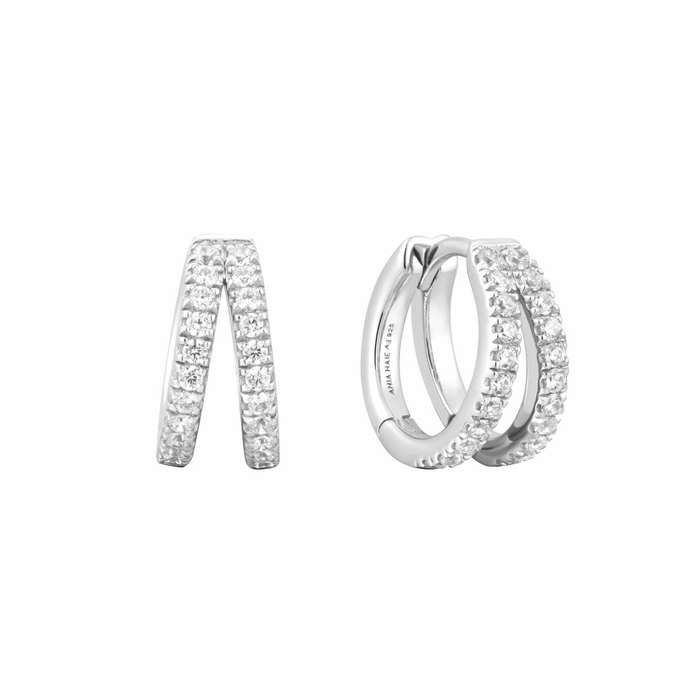 Silver Double Pave Earrings Gold & Silver Pawn Shop