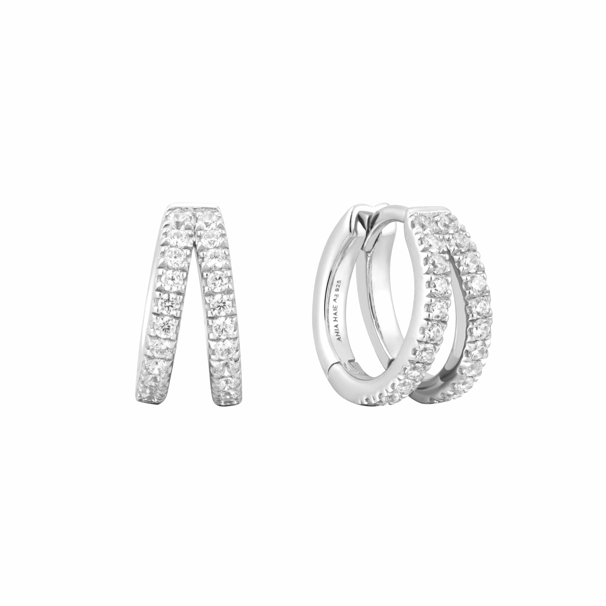 Silver Double Pave Earrings Gold & Silver Pawn Shop