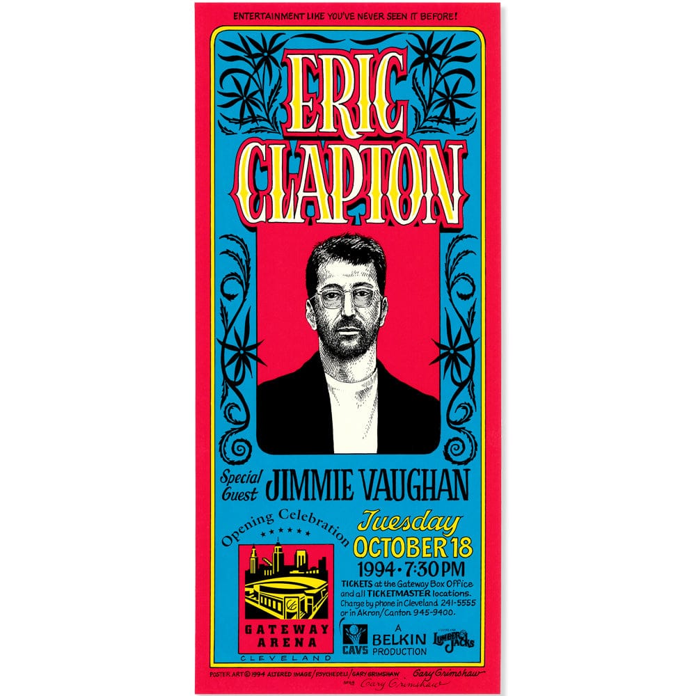 Eric Clapton: From the Cradle Tour 1994, Original Hand Signed Poster Art Gold & Silver Pawn Shop