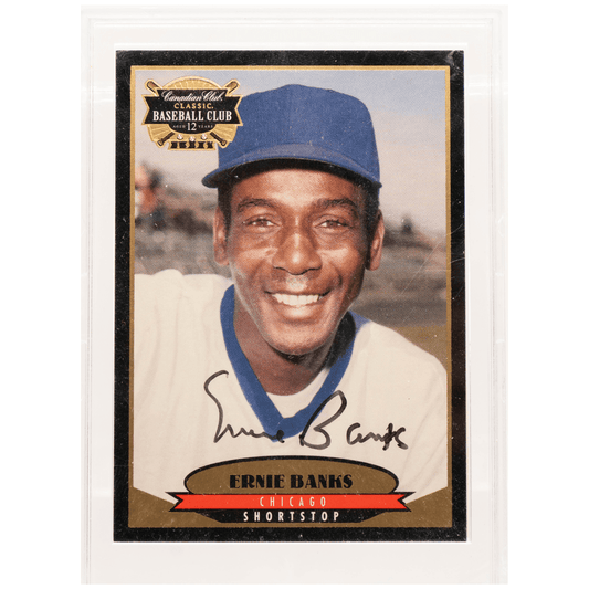 1996 Canadian Club Classic Autographed Card - Ernie Banks Gold & Silver Pawn Shop