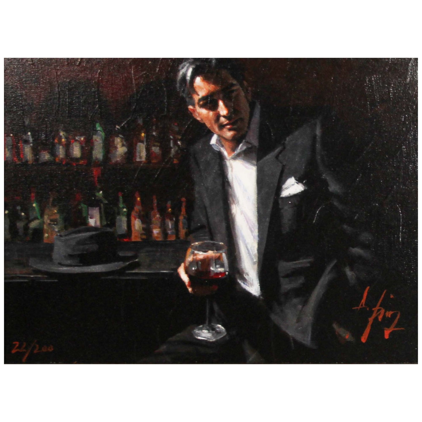 Fabian Perez; "Black Suit Red Wine" ZOOM