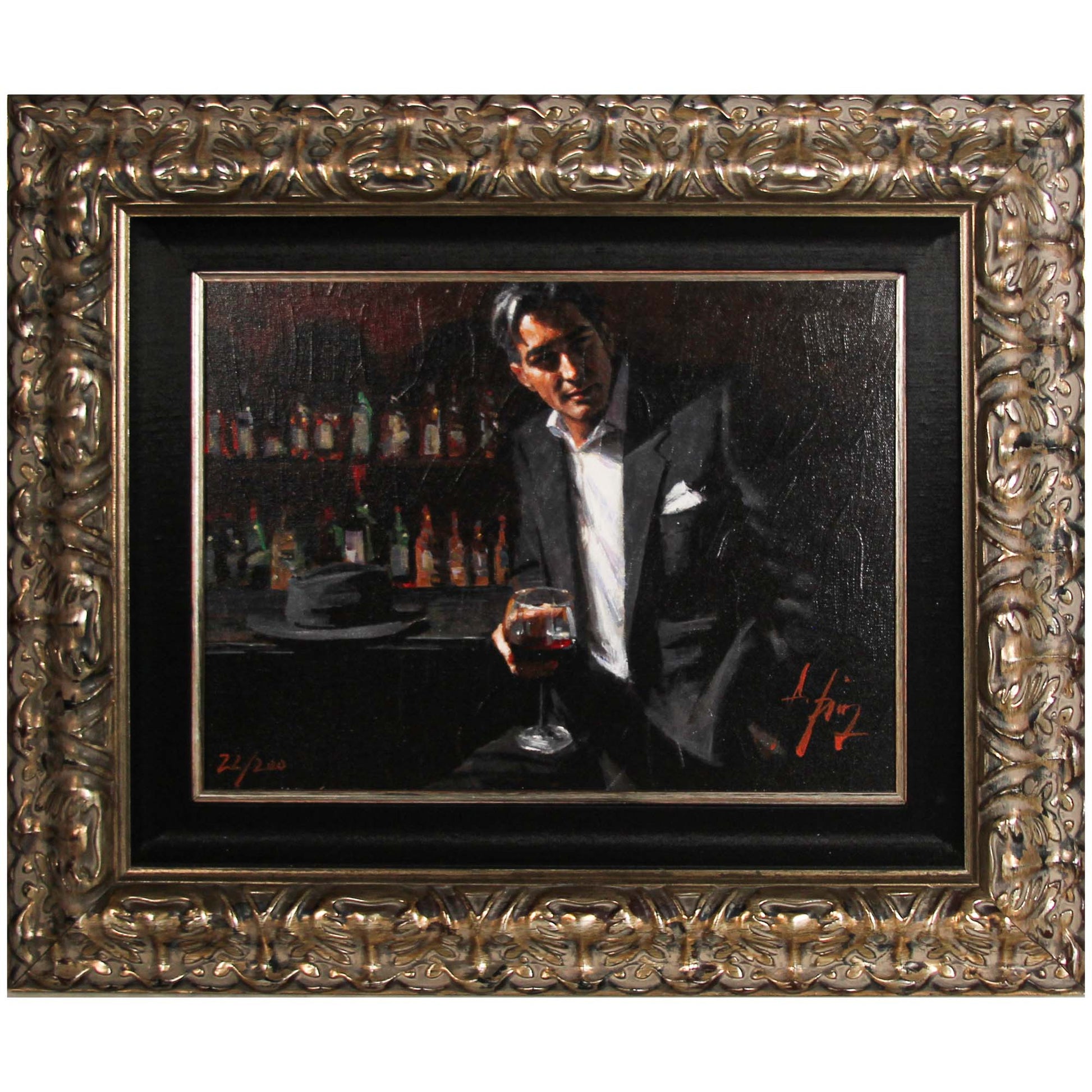 Fabian Perez; "Black Suit Red Wine" Frame