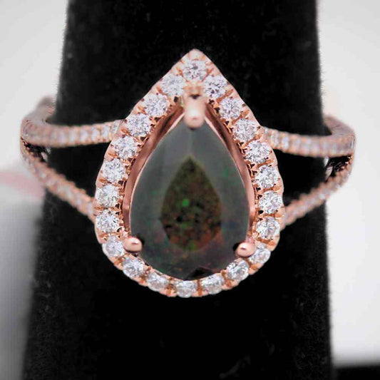 Black Pear Opal Diamond Ring Thumbnail