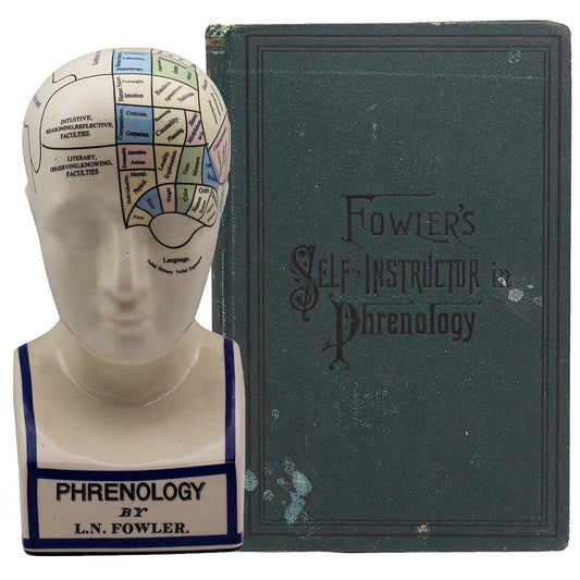 Fowlers Self-Instructor Phrenology Book & Head