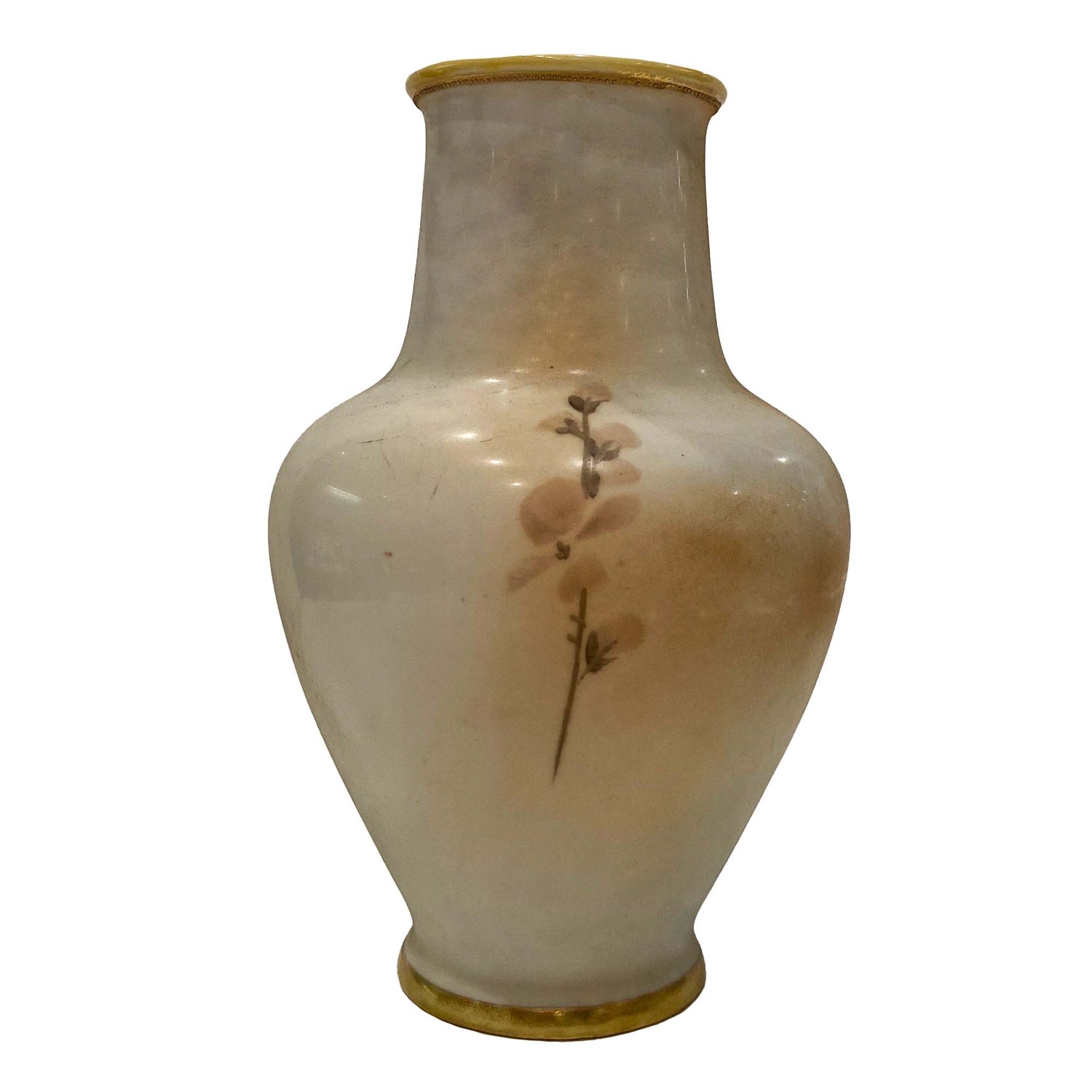 Vintage Floral Glass Pottery Vase Back