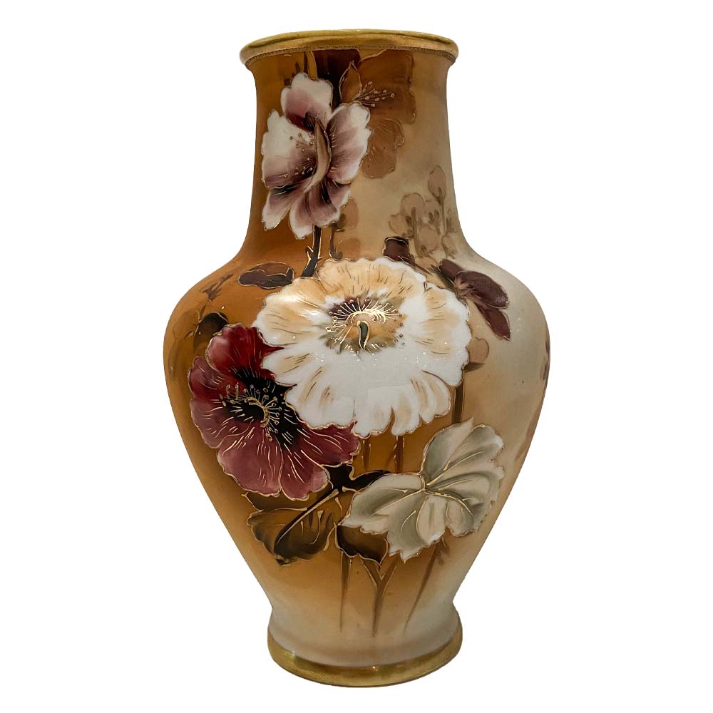 Vintage Floral Glass Pottery Vase Thumbnail