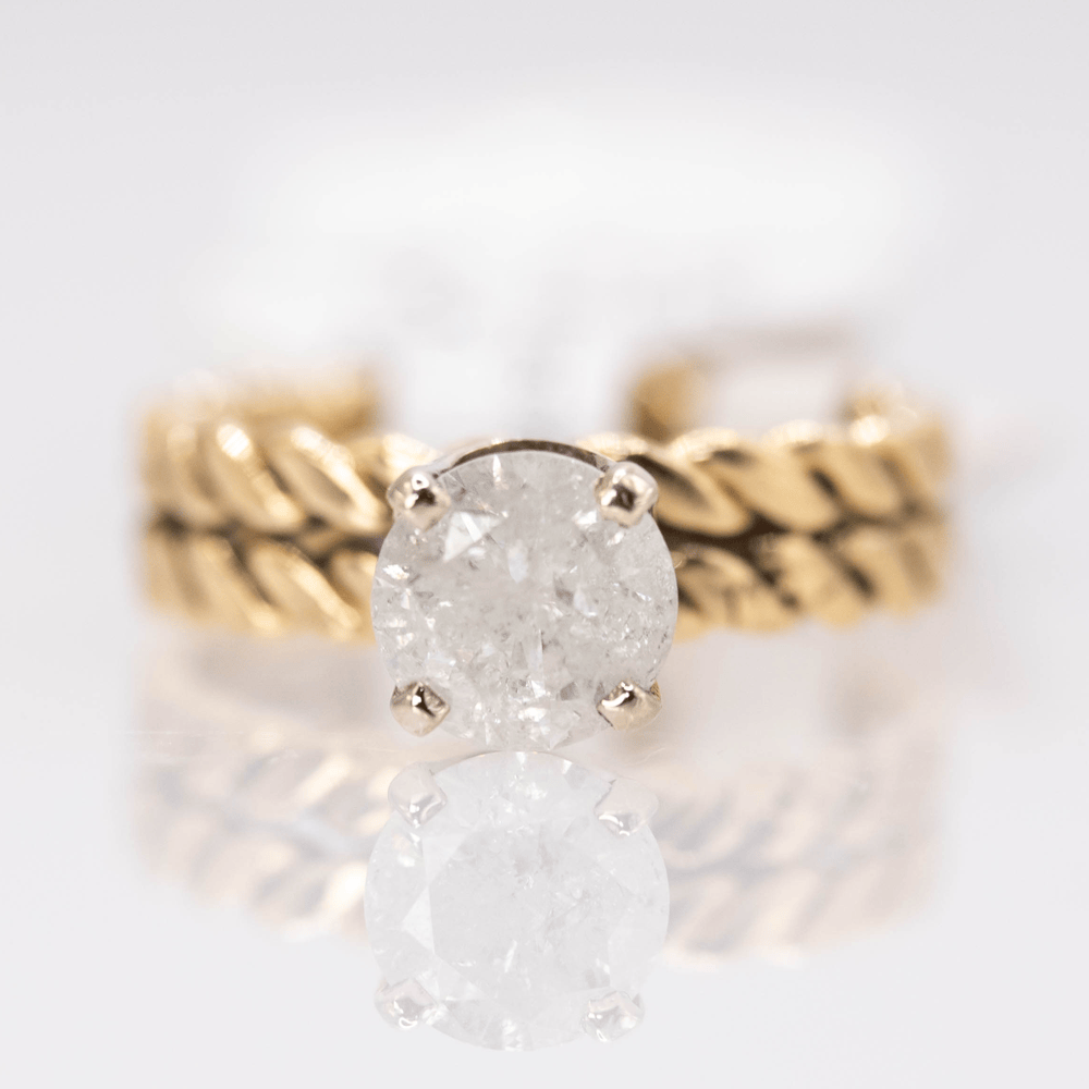 Diamond Ring with Braided 14k Band Gold & Silver Pawn Shop