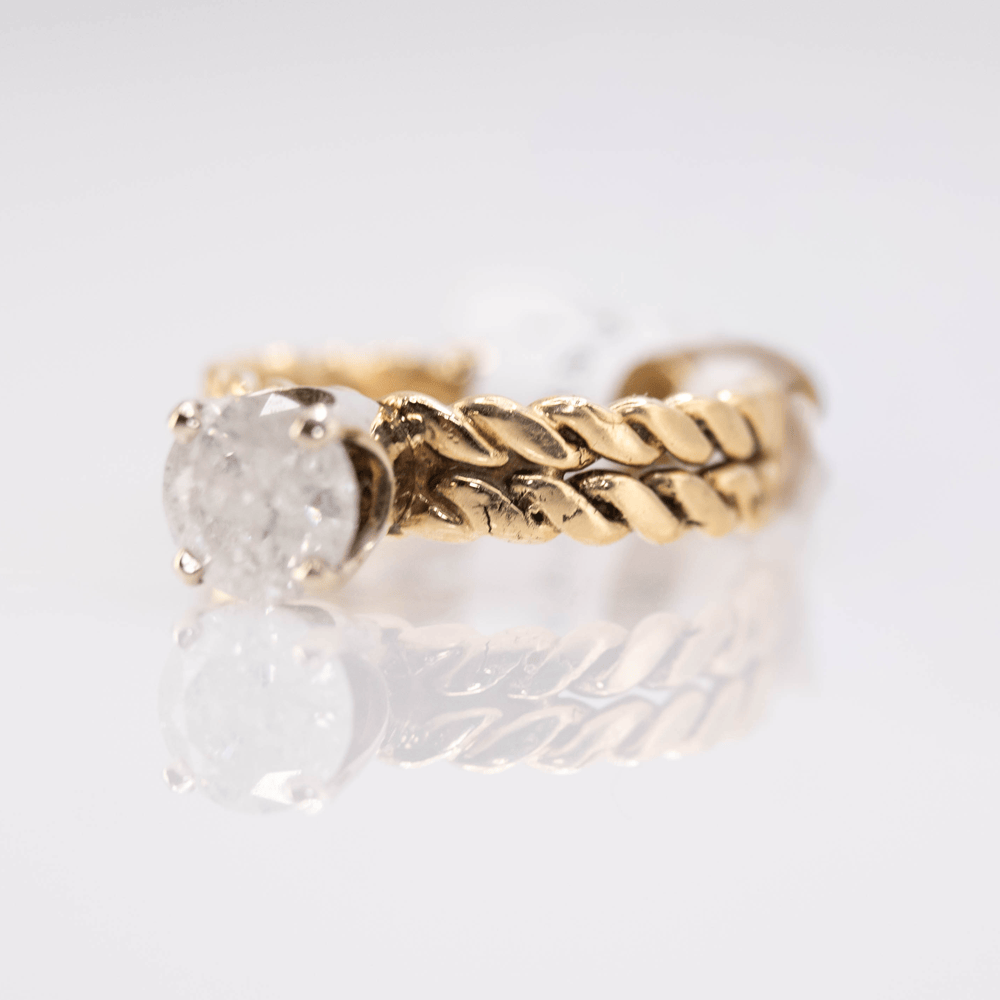 Diamond Ring with Braided 14k Band Gold & Silver Pawn Shop