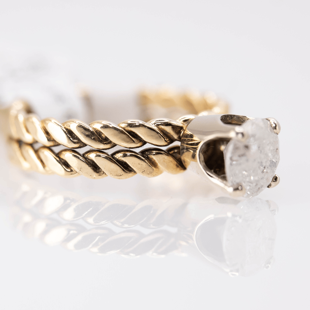 Diamond Ring with Braided 14k Band Gold & Silver Pawn Shop