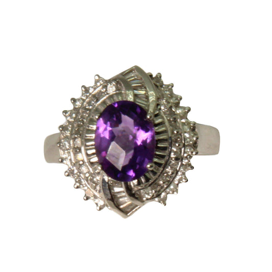 Ladies Purple Stone with Diamonds Platinum ring