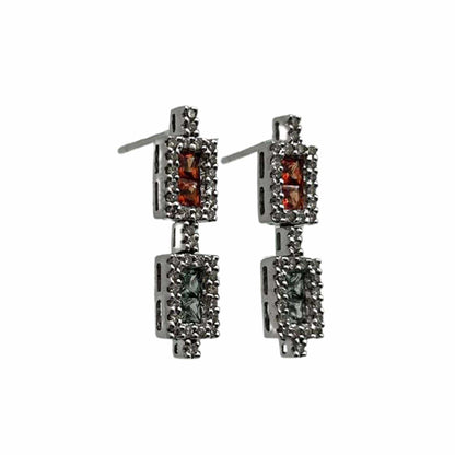 14k Ruby and White Sapphire Earrings Side Display View