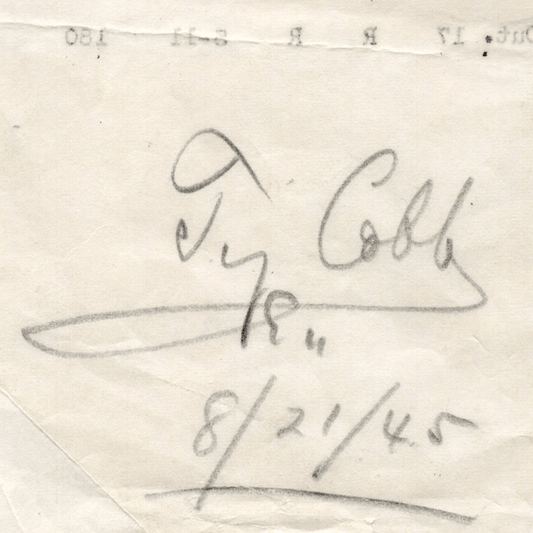 Ty Cobb Signed Roster Sheet