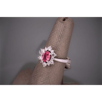 Padparadscha Sapphire and Diamond Ring 14K