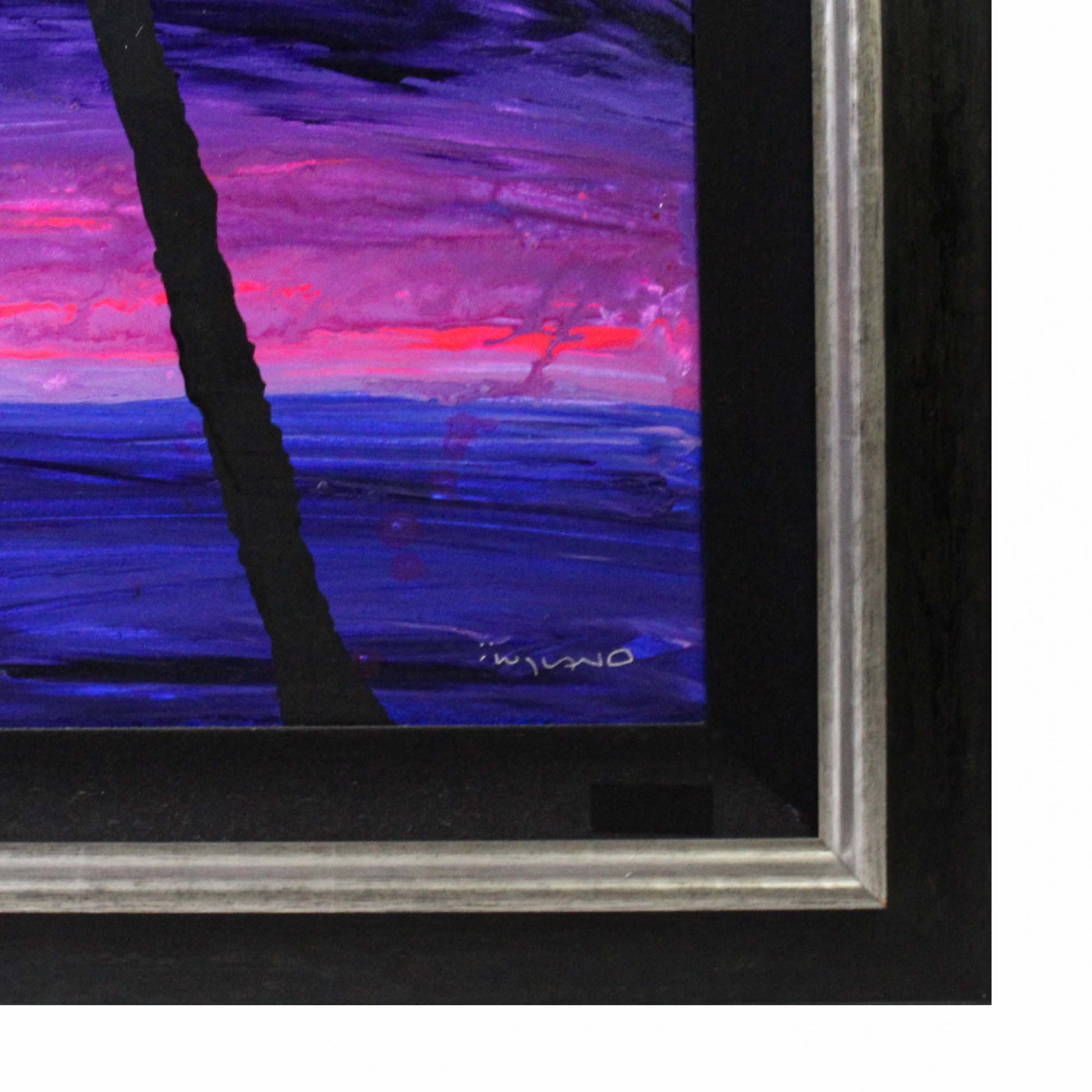 Wyland; Abstract Palm Tree by the Sea Signed