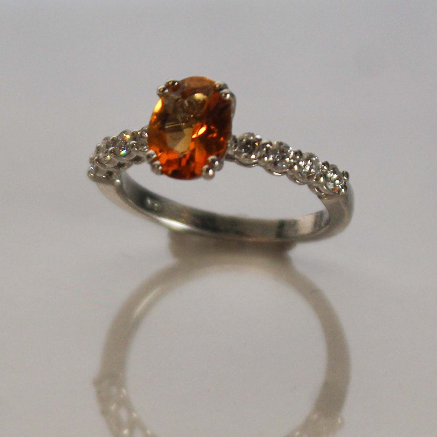 14K Citrine Oval Diamond Ring Angle