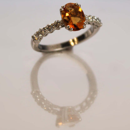 14K Citrine Oval Diamond Ring Left