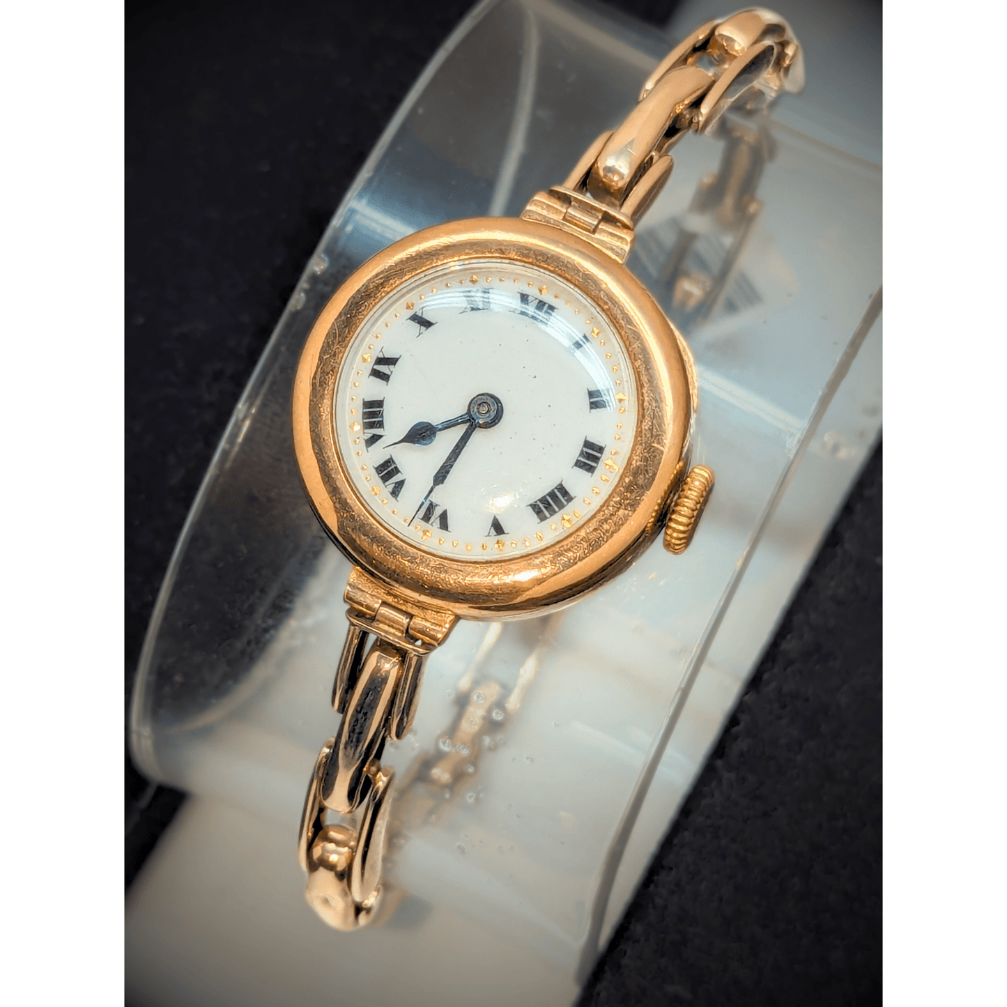 Vintage 9K Gold Swiss Watch Display