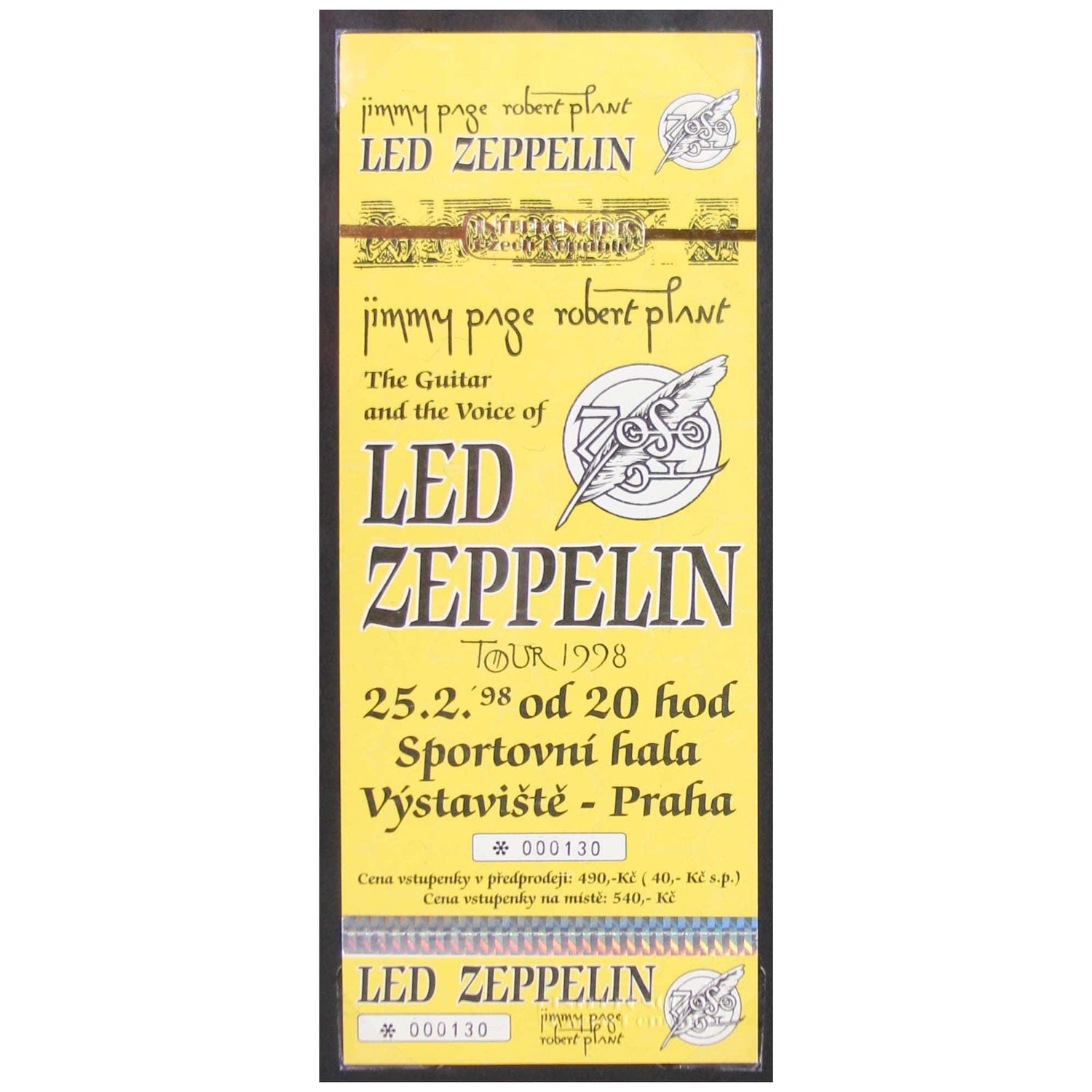 Led Zeppelin Album With Authentic Backstage Pass and Unused Ticket Memorabilia Yellow