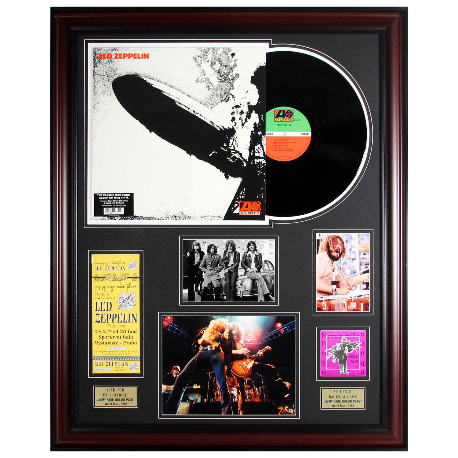 Led Zeppelin Album With Authentic Backstage Pass and Unused Ticket Memorabilia ZOOM