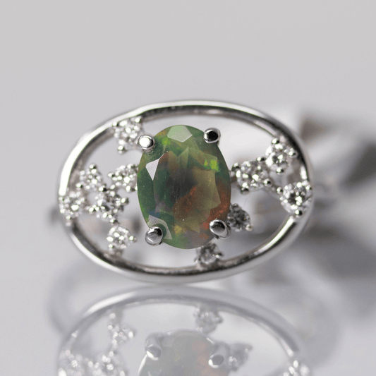 14K Opal Halo Ring Gold & Silver Pawn Shop