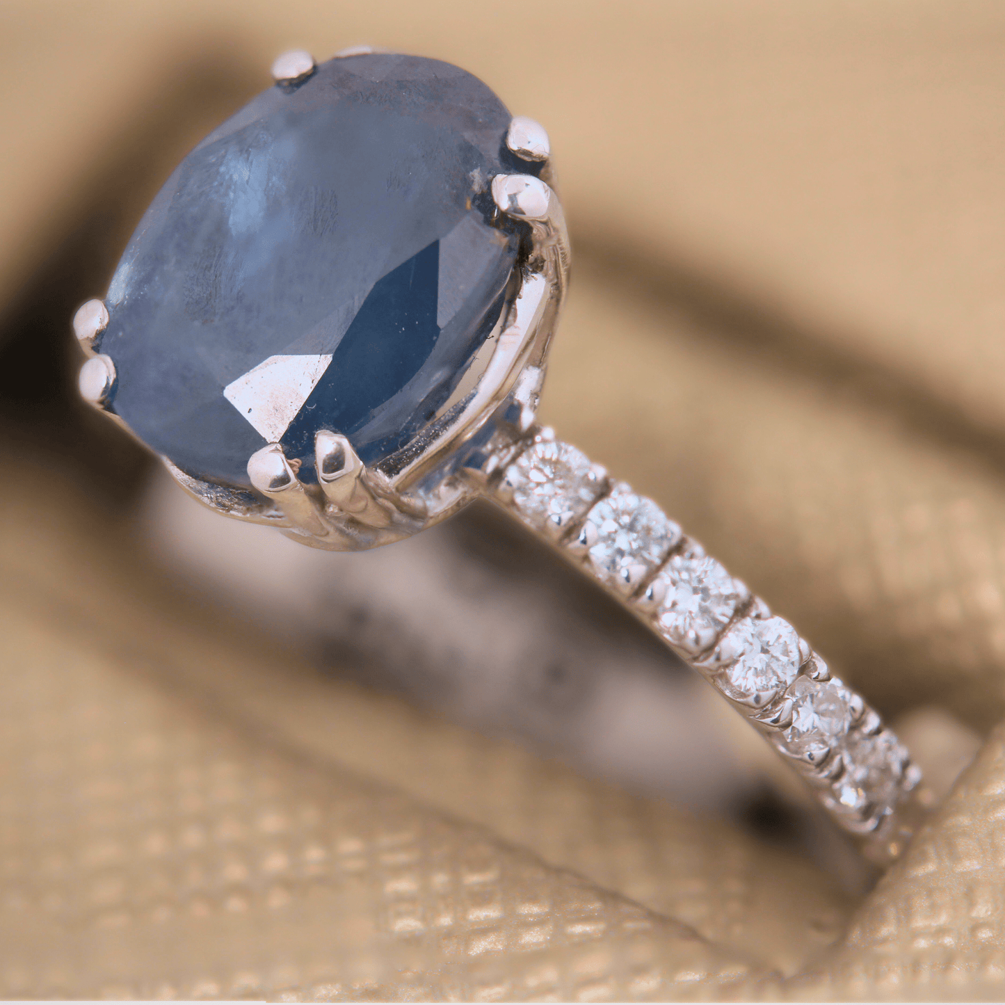 Sapphire and Diamond 14k White Gold Ring