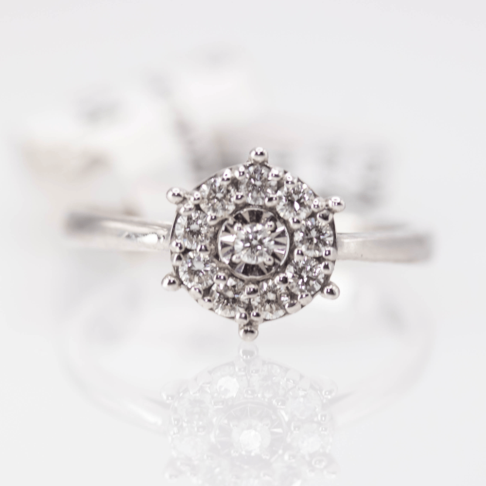 14k Diamond Cluster White Gold Ladies Ring Gold & Silver Pawn Shop