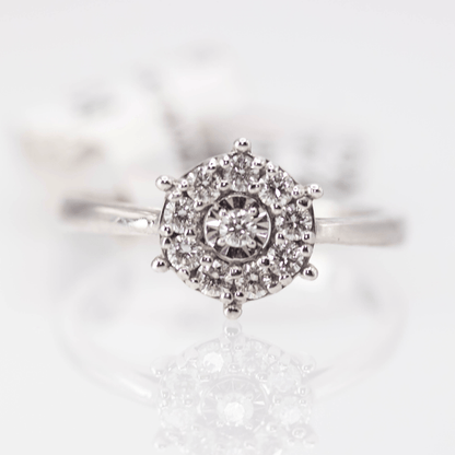 14k Diamond Cluster White Gold Ladies Ring Gold & Silver Pawn Shop