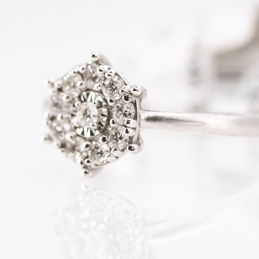 14k Diamond Cluster White Gold Ladies Ring Gold & Silver Pawn Shop