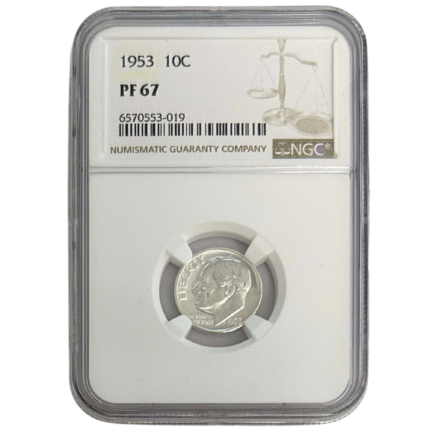 1953 10C PF 67 Graded NGC Front