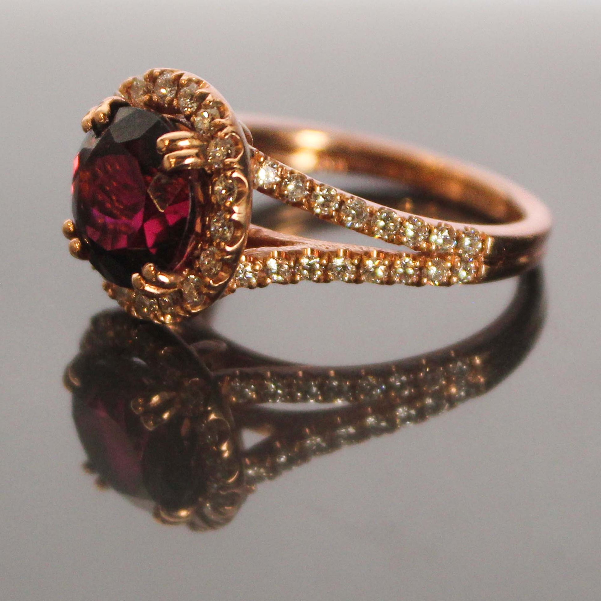 14K Rhodolite Garnet Ring Right