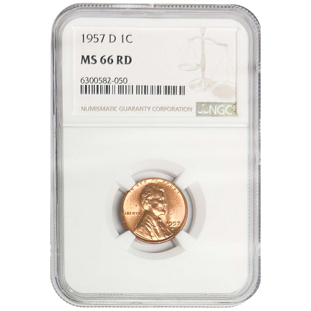 1957 D 1C MS 66 RD Coin Graded NGC