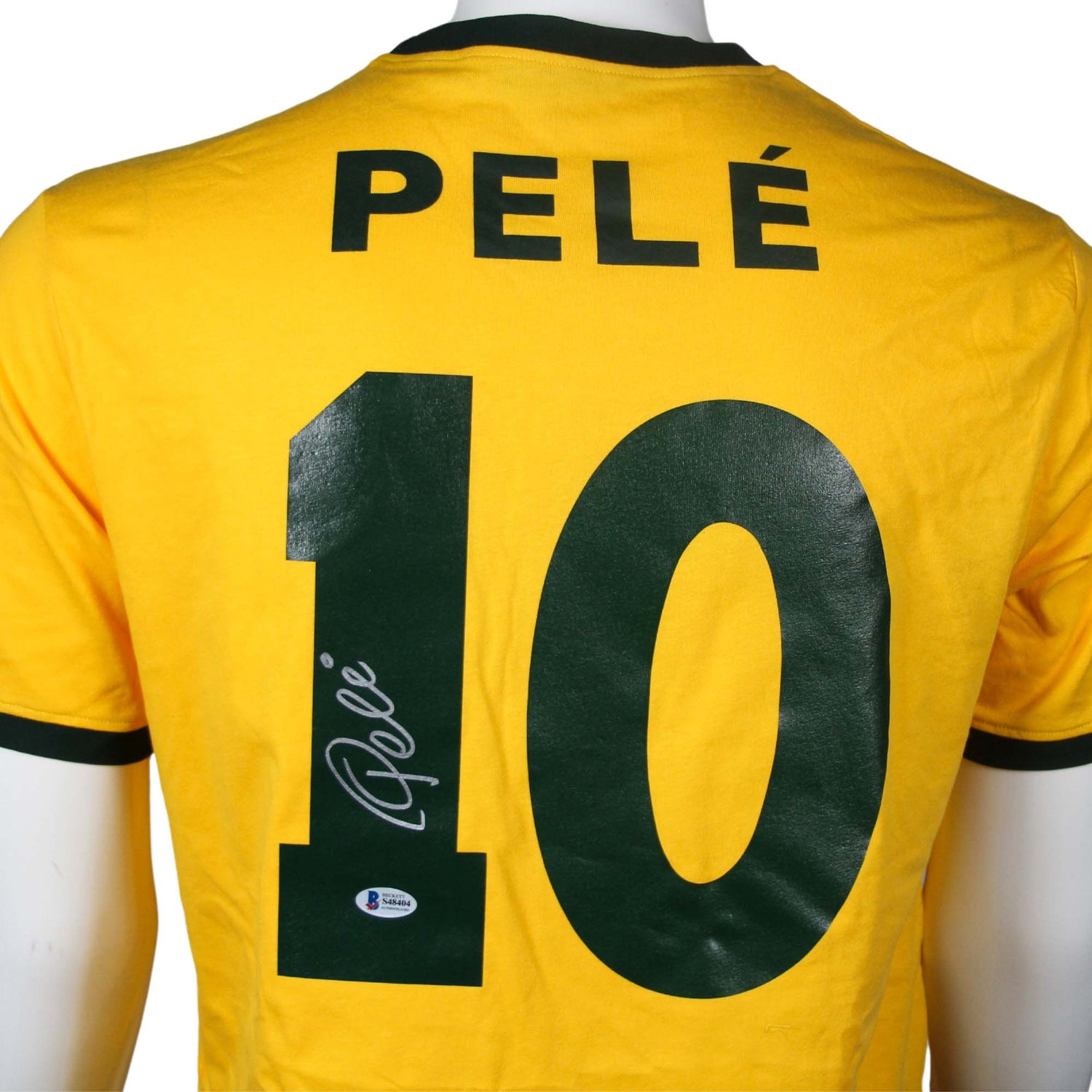 Pele Signed Brazil Jersey Graded Beckett Back