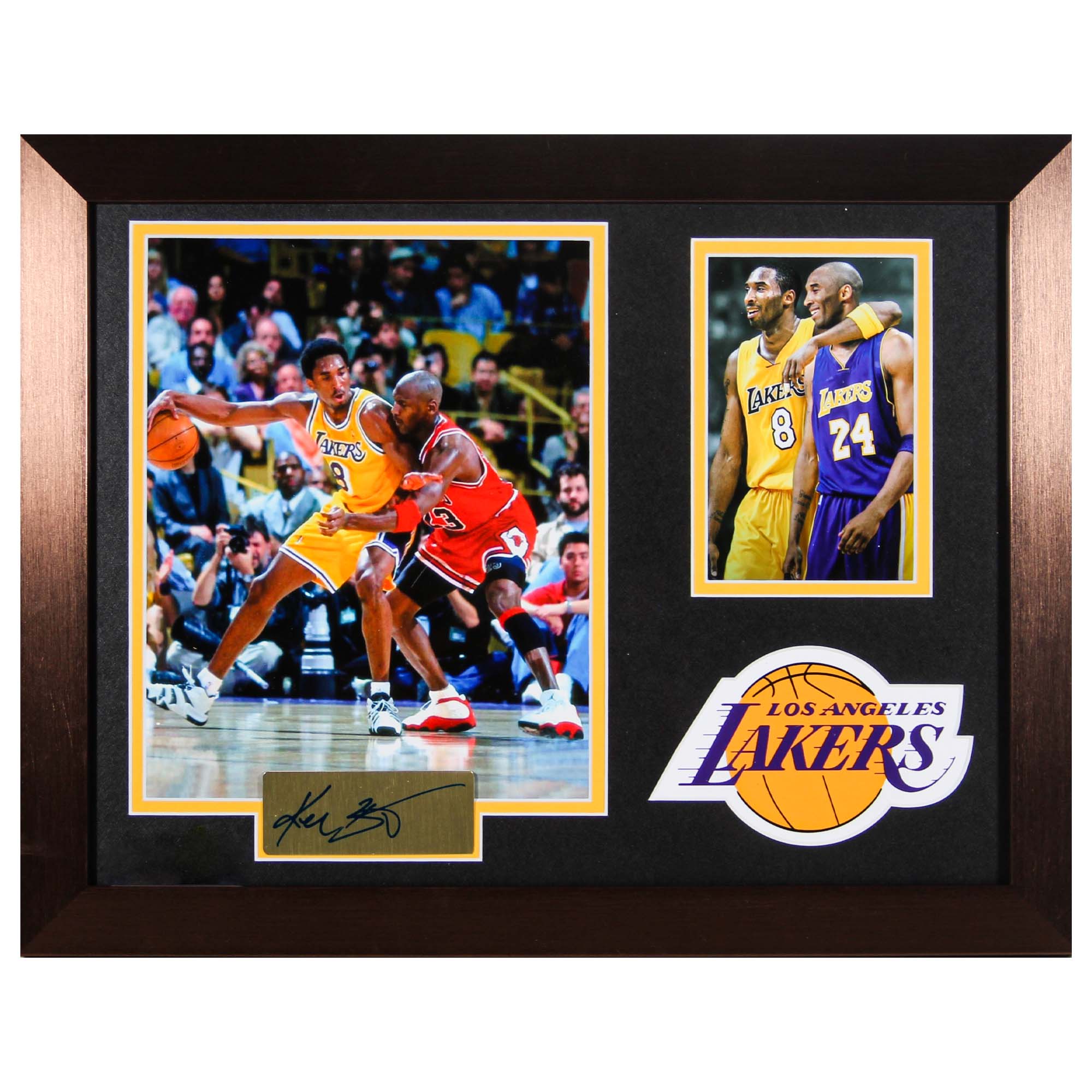 Kobe Bryant Autographed and Framed Gold Lakers #8 Jersey