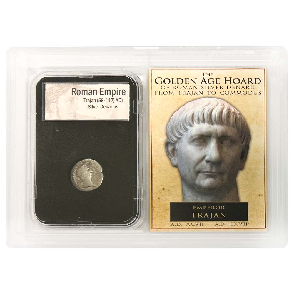 Roman Empire Trajan 58-117 AD Silver Denarius Historic Treasures Authenticity Thumbnail