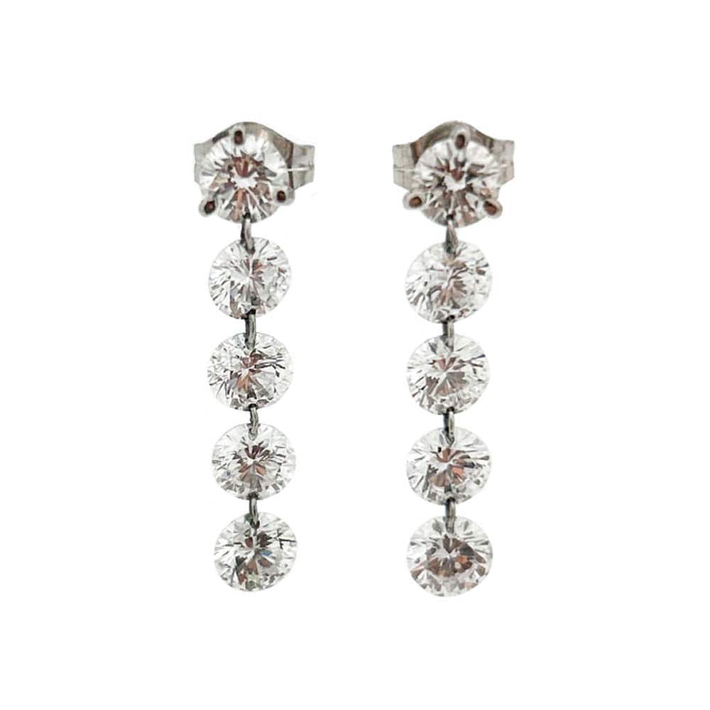 14K White Gold Dangle Diamond Earrings Thumbnail