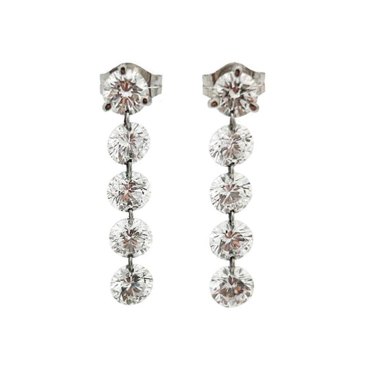 14K White Gold Dangle Diamond Earrings Thumbnail